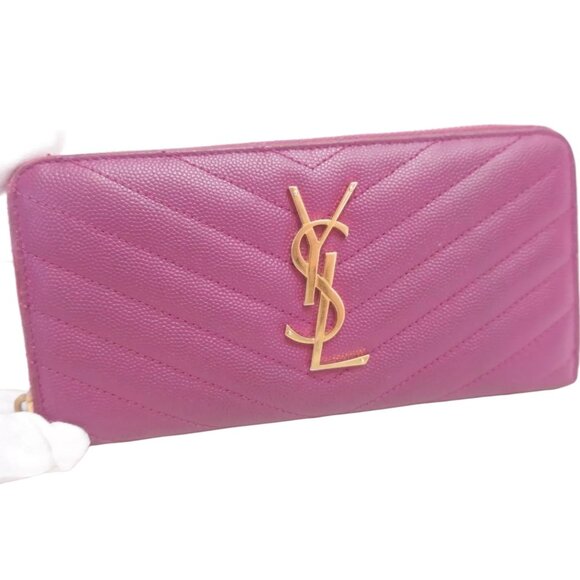 Yves Saint Laurent Handbags - 362338AM (C5) YVES Saint Laurent Wallet Long Pink Leather